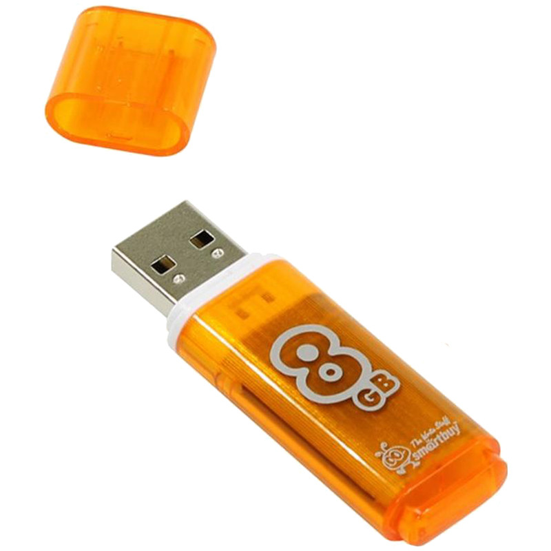 Память Smart Buy USB Flash 8GB Glossy оранжевый - фото 1 - id-p35743914