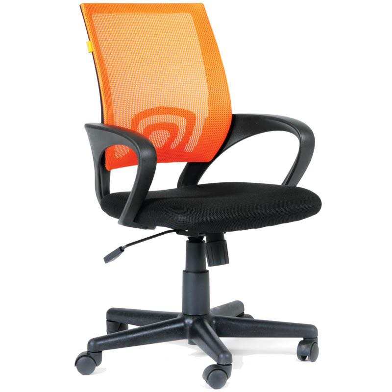 Кресло оператора "Chairman 696" PL, спинка ткань-сетка оранжевая/сиденье TW чёрная, механизм качания - фото 1 - id-p35744130