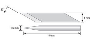 Лезвия OLFA специальнные, для для ножа OL-AK-5, в боксе-подставке,  игла 1,6мм, 4мм/30шт