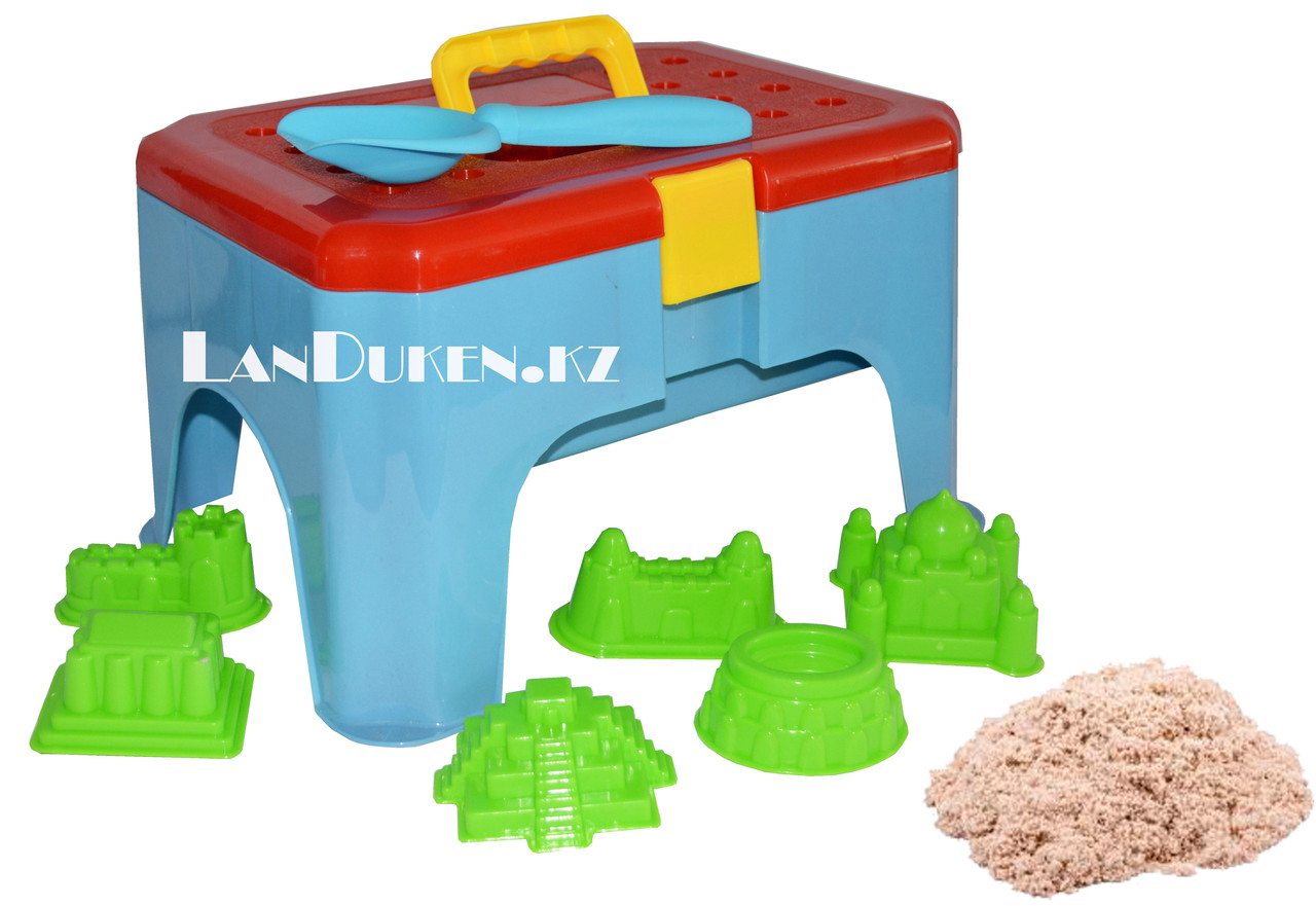 Кинетический песок классический (~ 1 кг) в контейнере Стульчик + Игрушки