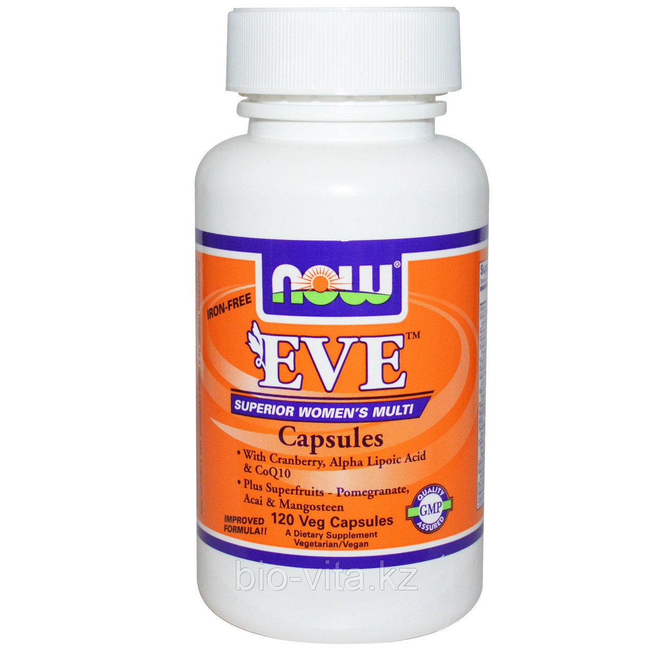 Мультивитамины для женщин в капсулах, без железа, 120 вегетарианских капсул. Eve. ЕВА. Now Foods, фото 1