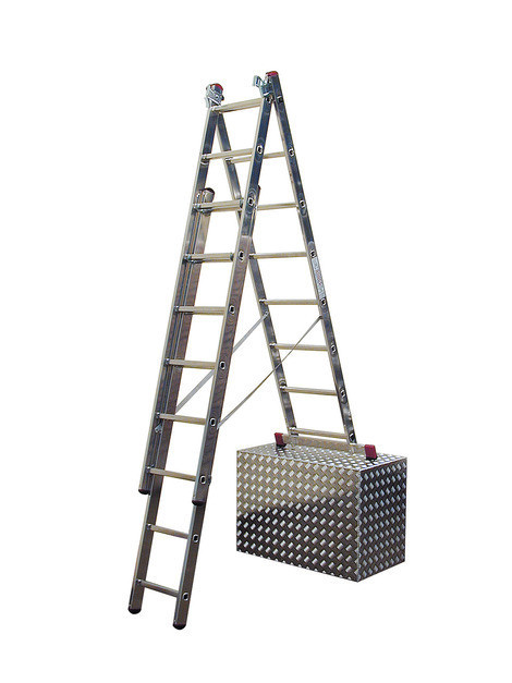 Лестница алюминиевая, трехсекционная, KRAUSE CORDA с доп. функцией 3х11