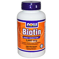 Биотин (Biotin), (В7) 5 000 мкг, 120 капсул.  Now Foods