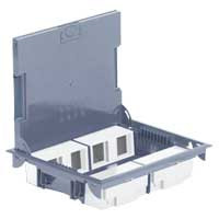 Напольная коробка, горизонтальная, 16 модулей, крышка под ковровое/паркетное покрытие, цвет серый - фото 1 - id-p36072924