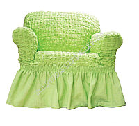 Натяжные чехлы на диван большой и 2 кресла. Цвет - фисташковый.
