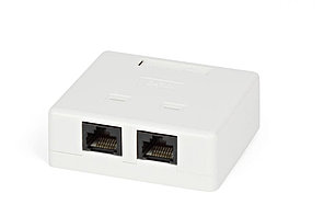 Hyperline SB2-2-8P8C-C5e-WH Розетка компьютерная RJ-45(8P8C), категория 5e, двойная, внешняя, Dual IDC.