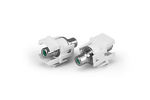 Hyperline KJ1-RCA/GN-D-WH Вставка формата Keystone Jack с проходным адаптером RCA (зеленый), D type, ROHS, белая