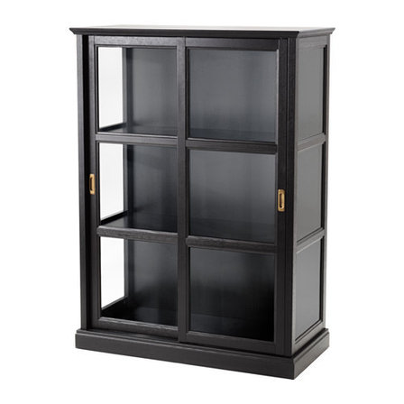 Шкаф-витрина МАЛЬШЁ черная морилка ИКЕА, IKEA, фото 2