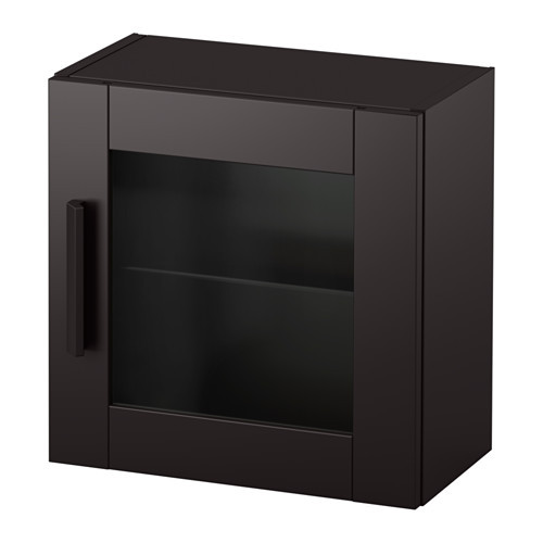 Шкаф навесной БРИМНЭС со стеклянной дверью, черный, ИКЕА, IKEA
