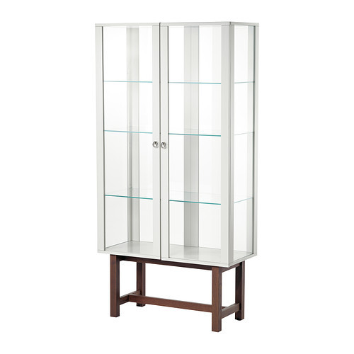 Шкаф СТОКГОЛЬМ со стеклянными дверями, бежевый, прозрачное стекло, ИКЕА, IKEA 