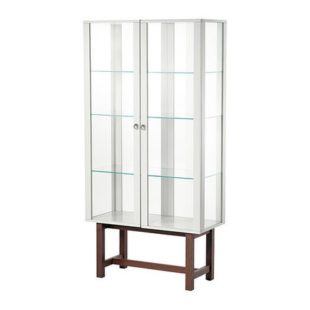 Шкаф СТОКГОЛЬМ со стеклянными дверями, бежевый, прозрачное стекло, ИКЕА, IKEA , фото 2