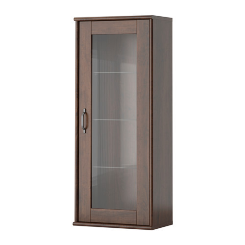 Шкаф навесной ТОККАРП со стеклянной дверью коричневый ИКЕА, IKEA 