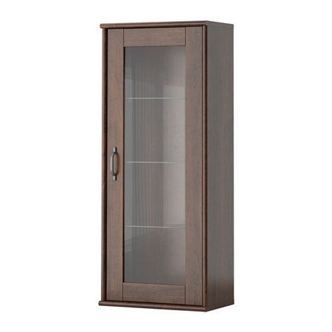 Шкаф навесной ТОККАРП со стеклянной дверью коричневый ИКЕА, IKEA , фото 2