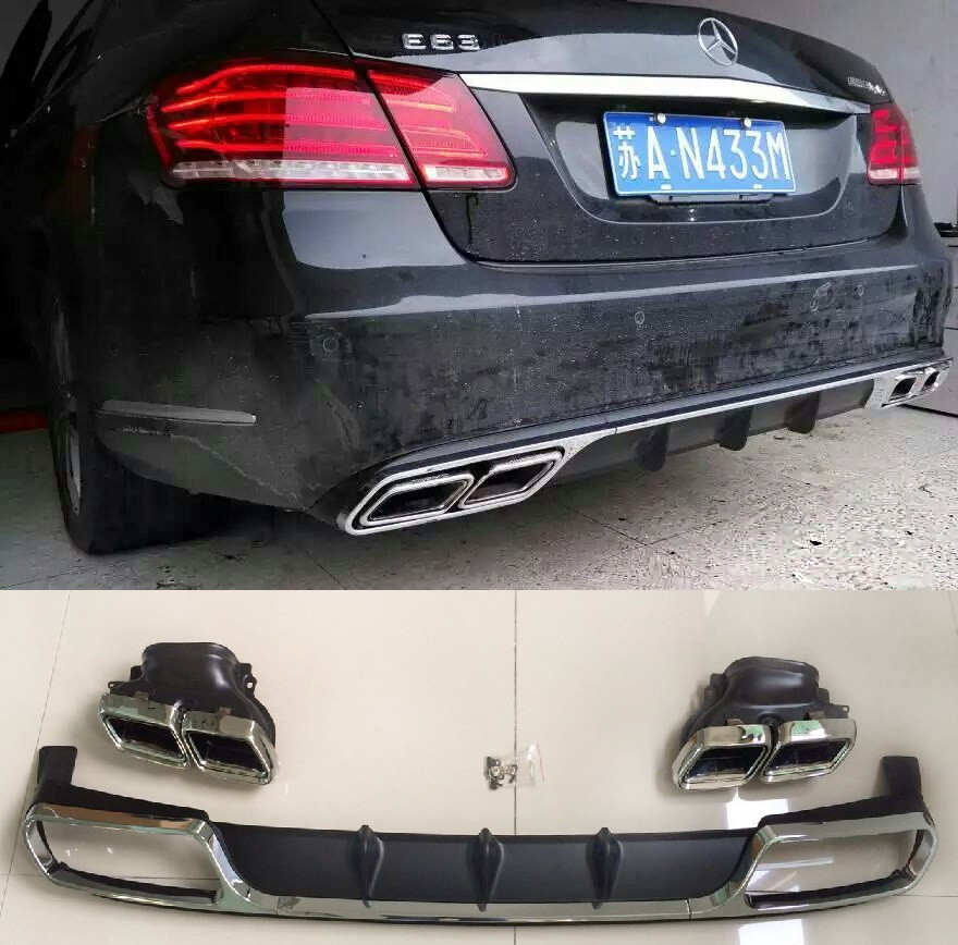 Задний диффузор с насадками E63 для обычного бампера на Mercedes-Benz E-class W212 РЕСТАЙЛИНГ