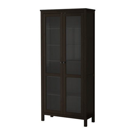 Шкаф-витрина ХЕМНЭС черно-коричневый ИКЕА, IKEA, фото 2