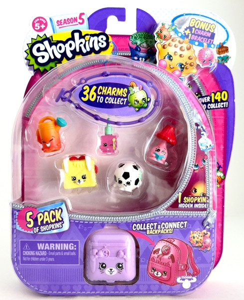 Shopkins, Шопкинс (5 сезон) 5 игрушек в упаковке + подвеска-браслет