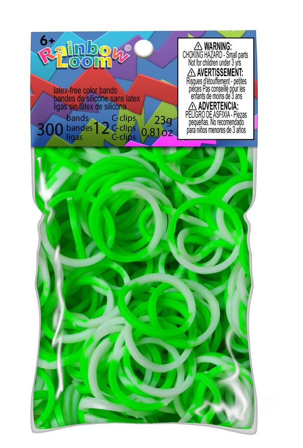 LOOM 5882 Резиночки для плетения браслетов, "Двухцветные" зелено-белые
