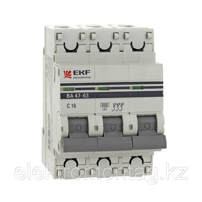 Модульный автоматический выключатель ВА 47-63 6кА, 3P 10А (C) EKF PROxima