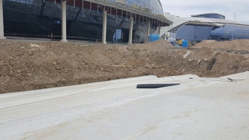 Гидроизоляция пандуса паркинга ПВХ мембраной "ДЕКОПРАН" на Ледовой Арене г.Алматы 3