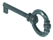 Декоративный ключ с бородкой, антик черный,40 мм,  цинк