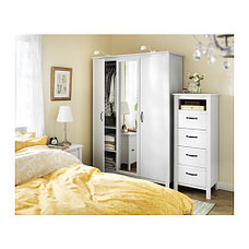 Шкаф платяной БРУСАЛИ 3-дверный белый ИКЕА, IKEA, фото 3
