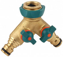 RACO "PROFI-PLUS" 1/2" x 3/4", двухканальный, распределитель поливочный, с внутренней резьбой, из латуни с TPR