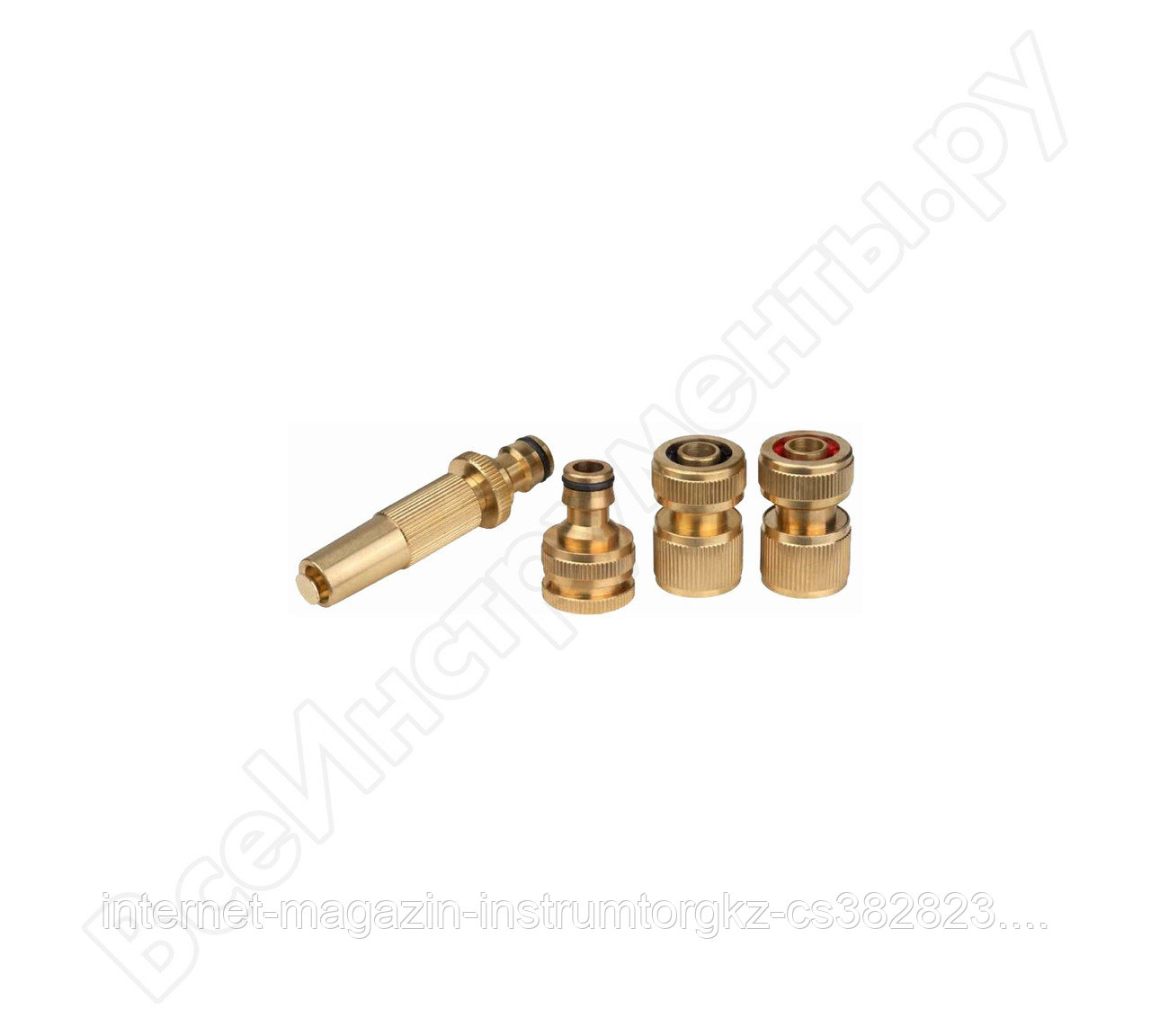 Набор GRINDA полив латун: наконечник, 2 соединителя, адаптер 1/2"-3/4", 4предм