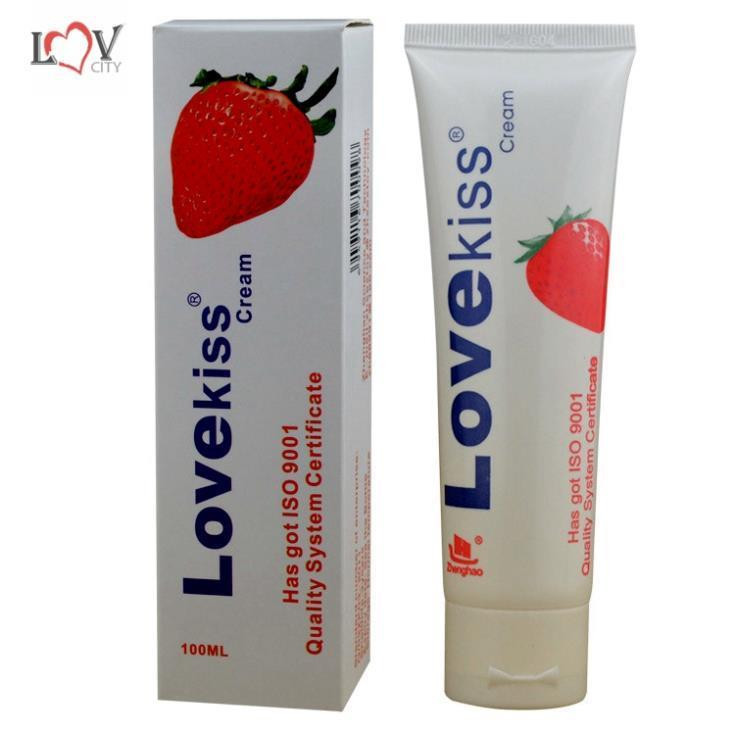 Интимная смазка лубрикант со вкусом клубники  - Крем Love Kiss (100 ml)