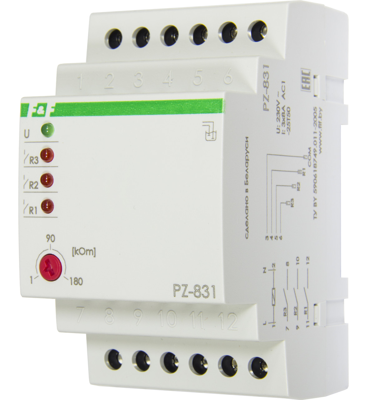 PZ-831 Реле контроля уровня, Три контролируемых уровня, Контакт 3Z, 8 А. Может применяться для контроля жидкос