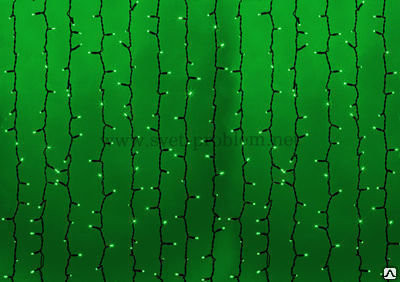 Светодиодный дождь без контроллера, 2х1,5 м зеленые диоды / черный провод - фото 1 - id-p36675926