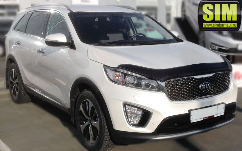 Мухобойка (дефлектор капота) Kia Sorento Prime 2015+ - фото 1 - id-p36647950