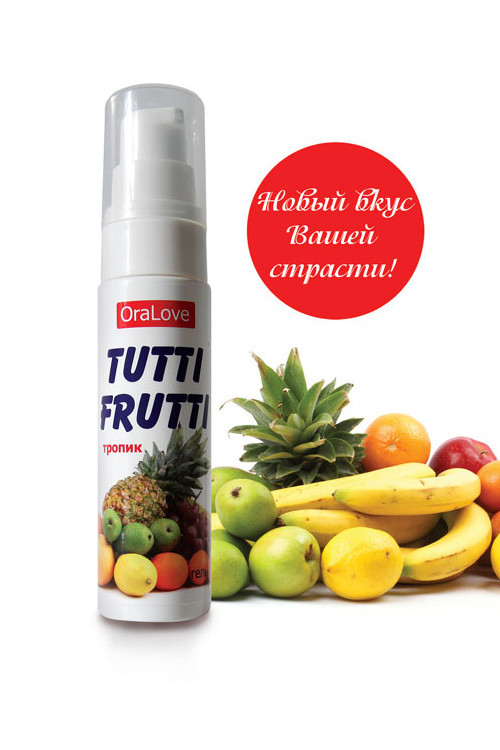 Съедобная гель-смазка TUTTI-FRUTTI для орального секса со вкусом экзотических фруктов, 30г
