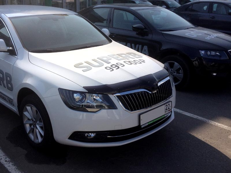 Мухобойка (дефлектор капота) Skoda Super B 2014-2015 седан - фото 1 - id-p36648064