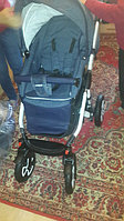 Детская коляска Adamex Barletta 3 в 1 цвет Pik 4 темно синий лен и синяя плащевка