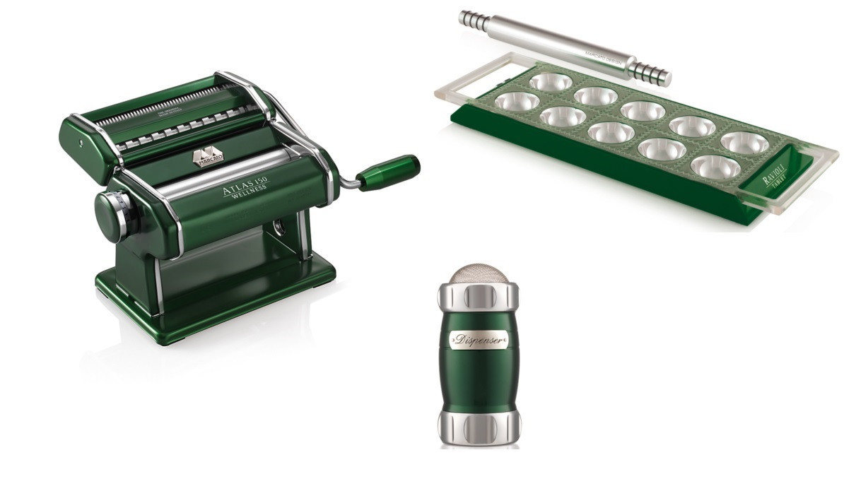 Набор Marcato Pasta Set Le Cadeau Verde лапшерезка ручная тестораскатка, планшет для равиоли, диспенсер