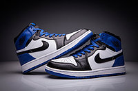 Кожаные кроссовки Air Jordan 1 Retro "Black/Blue/White" (36-47), фото 2