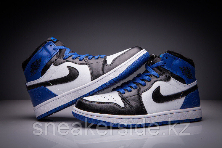 Кожаные кроссовки Air Jordan 1 Retro "Black/Blue/White" (36-47) - фото 2 - id-p36709444