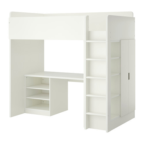 Кровать-чердак СТУВА 2 полки/2 дверцы белый ИКЕА, IKEA