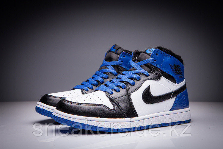 Кожаные кроссовки Air Jordan 1 Retro "Blue/Black/White" (36-47) - фото 3 - id-p36710125