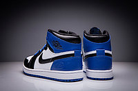 Кожаные кроссовки Air Jordan 1 Retro "Blue/Black/White" (36-47), фото 5