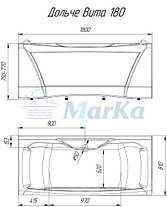 Акриловая  прямоугольная ванна  Дольче Вита 180*80 см. 1 Марка. Россия (Ванна + каркас +ножки), фото 2