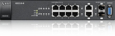 Zyxel GS2210-8 8-портовый управляемый коммутатор Gigabit Ethernet с 2 SFP-слотами совмещенными с RJ-45