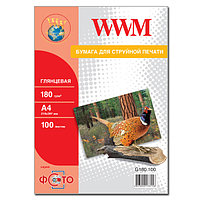 Фотобумага WWM глянцевая 180г/м кв , A4 , 100л (G180.100)