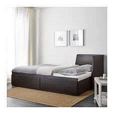 Кушетка каркас ФЛЕККЕ с 2 ящиками черно-коричневый ИКЕА, IKEA, фото 3