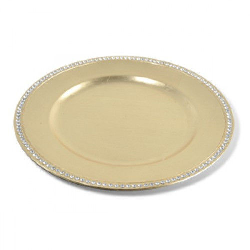 Декоративная тарелка золотая со стразами d=33см - фото 1 - id-p36997622
