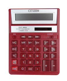 Калькулятор 12 разрядов, 15.8x20.5см, красный Citizen