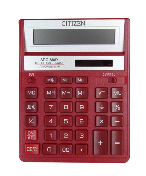 Калькулятор 12 разрядов, 15.8x20.5см, красный Citizen - фото 1 - id-p36998966
