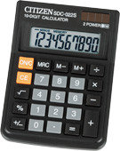 Калькулятор карманный 10 разрядов, 8.7x12см, черный Citizen