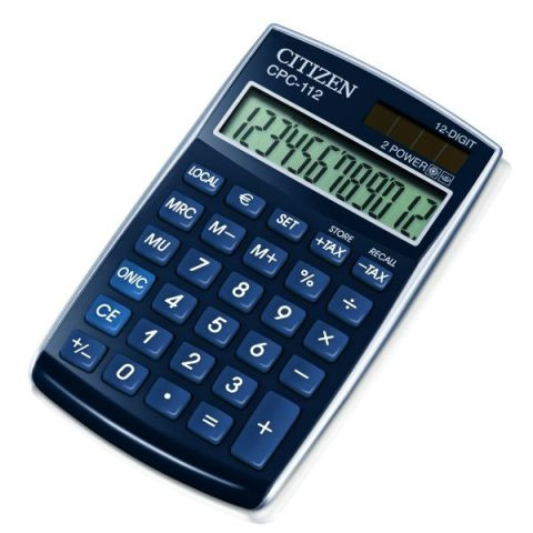 Калькулятор карманный 12 разрядов, 7,2x12 см, синий Citizen
