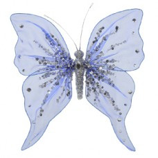 Декор Бабочка из органзы 20x20см синяя с блестками KA700035 - фото 1 - id-p37031312